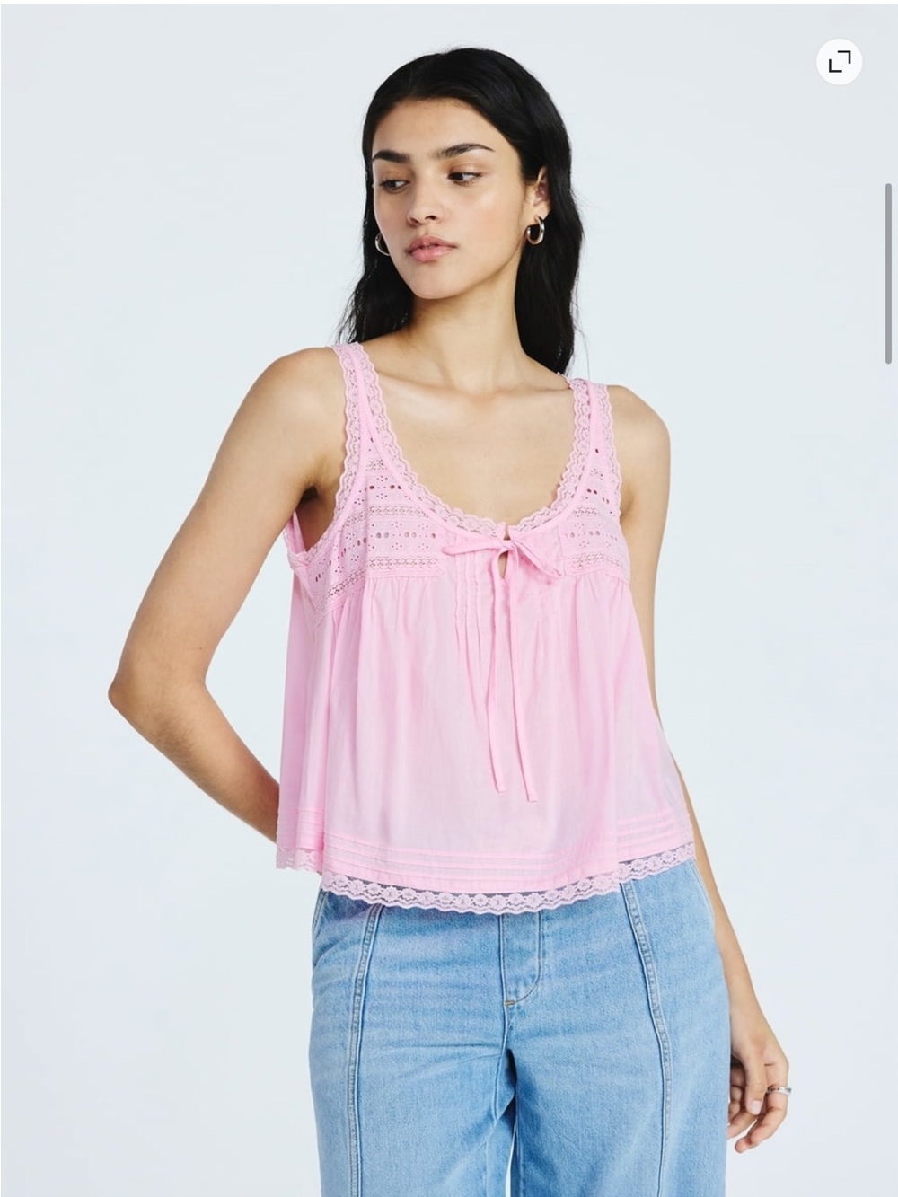 Scoop Women's Pink Crochet-Trim Tank